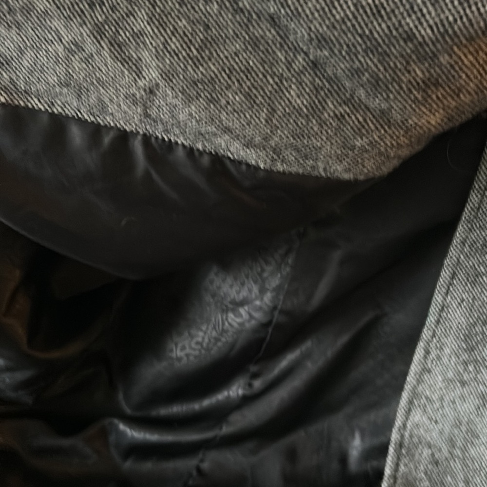 Womens Gray Double-Breasted Wool Blend Coat - Picture 7 of 11